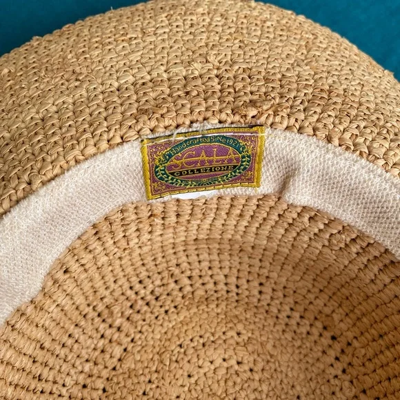 Scala Sun Hat Wide-Brimmed Summer Tan Crocheted Raffia - Picture 3 of 3